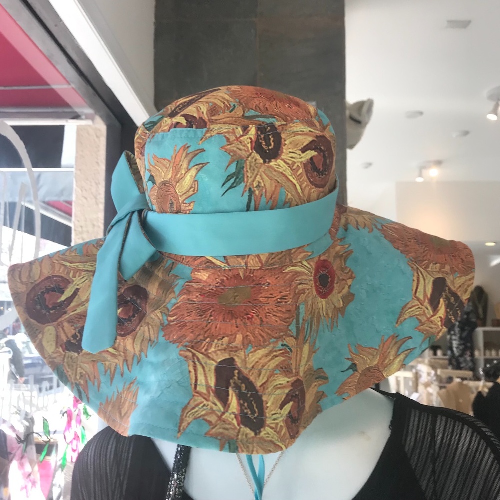 VAN GOGH SUNFLOWER FLOPPY BRIM REVERSIBLE SUN AND RAIN HAT